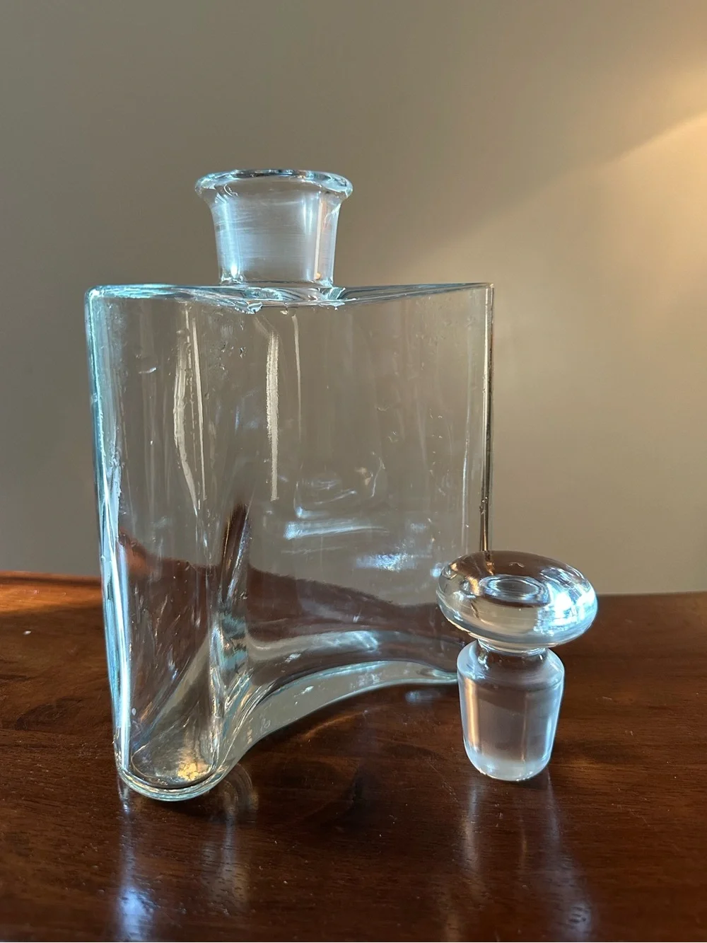 Crate & Barrel • large decanter • glass • heavyweight